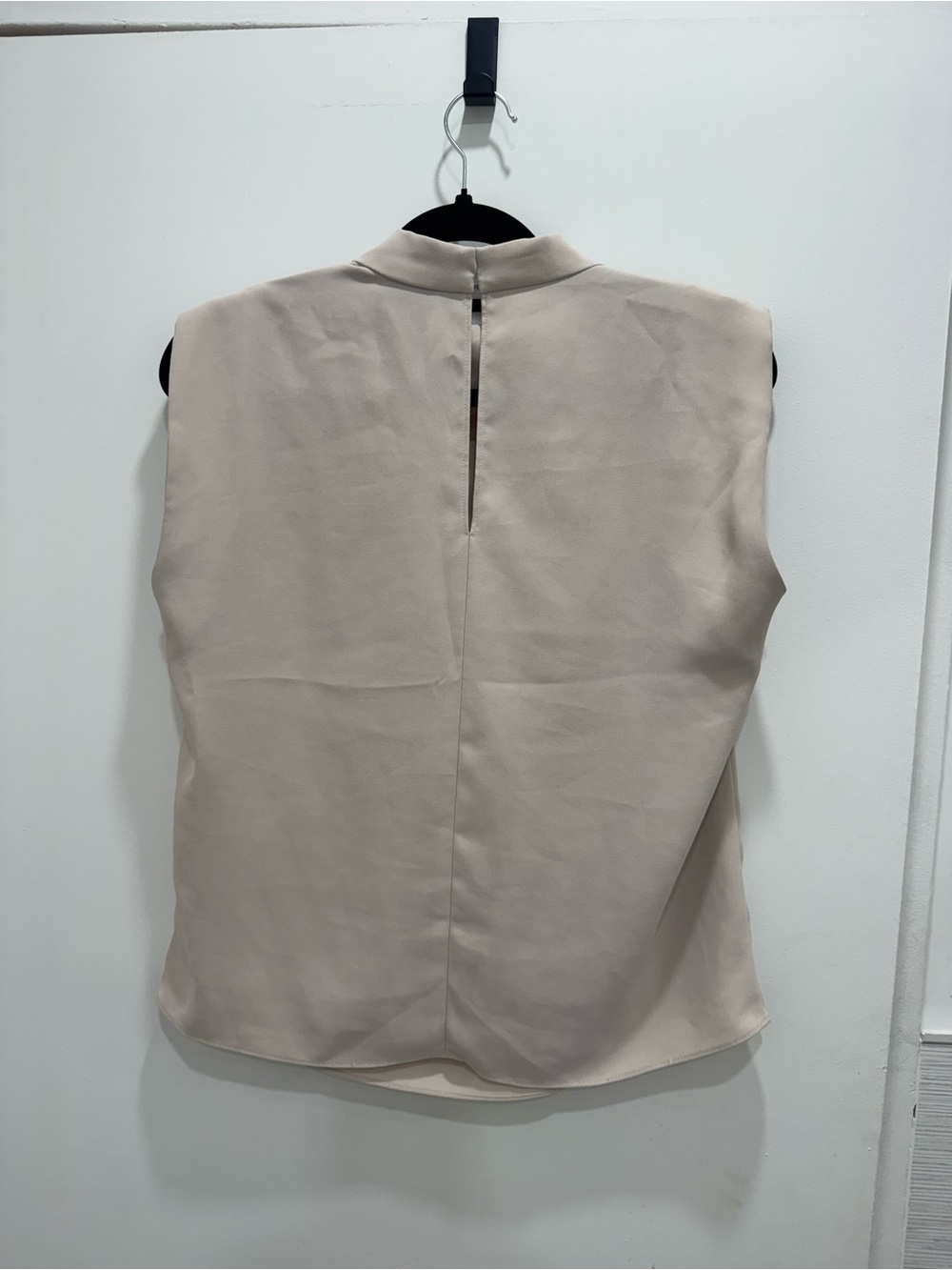 Amanda Uprichard Draped Mock Neck Shoulder Pad Blouse Nude Small - Picture 3 of 3